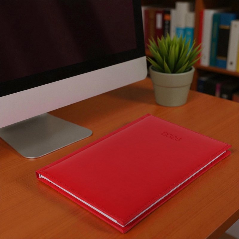 Kalendarz książkowy 2026 B5 tygodniowy papier biały drukowane registry oprawa VIVELLA EXCLUSIVE czerwona