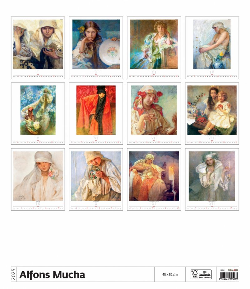 Podgląd wszystkich zdjęć z kalendarza Alfons Mucha exclusive edition na rok 2025