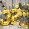 Balon urodzinowy na hel cyfry -0- 40cm srebrny