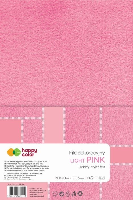 FILC POLIESTROWY A4, 10 SZT. różowy 1,5mm