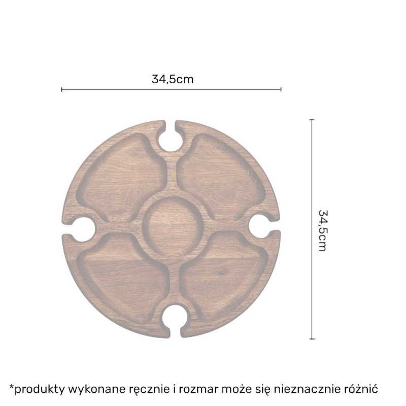 Okrągły stoliczek do wina nr6 - ciemny dąb - mechaniczne blokady - grawer