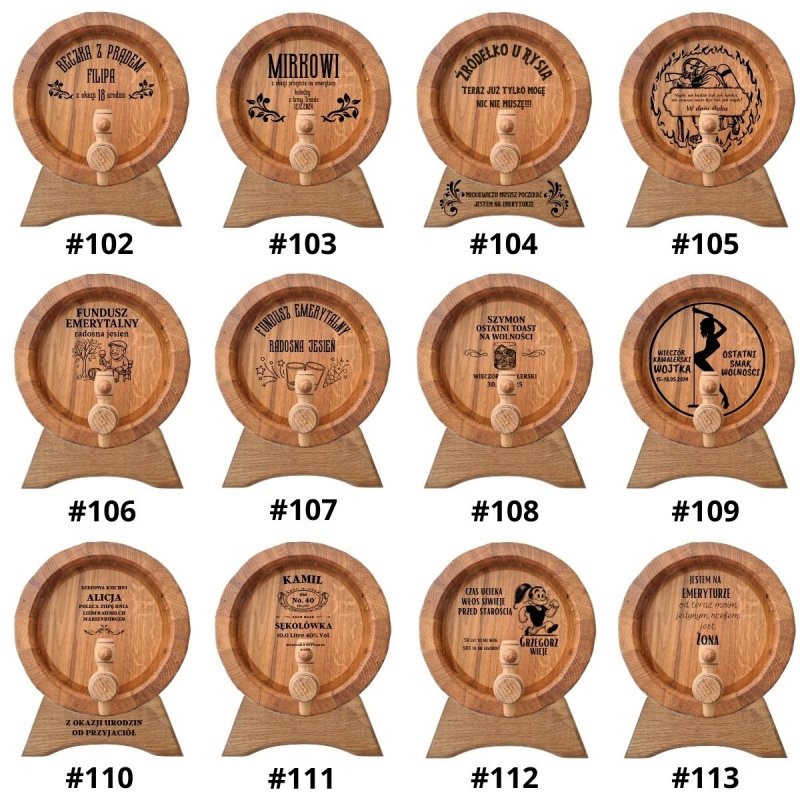 Beczka drewniana dębowa 15l - grawer