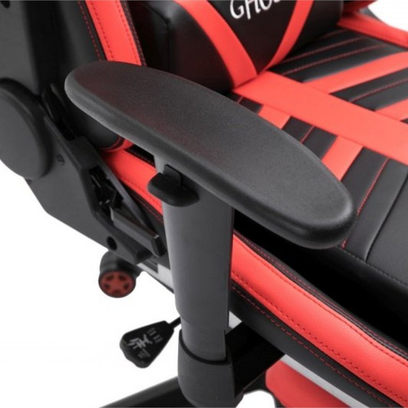 Fotel gamingowy z podnóżkiem GHOST-SIX czarno czerwony ekspozycja