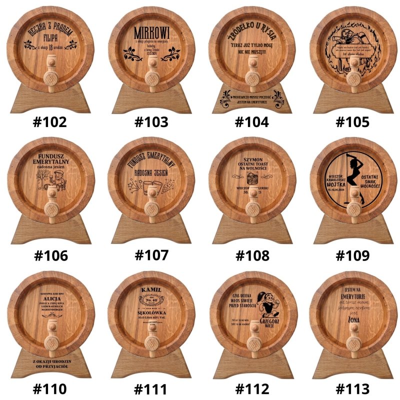 Beczka drewniana dębowa 3l - grawer