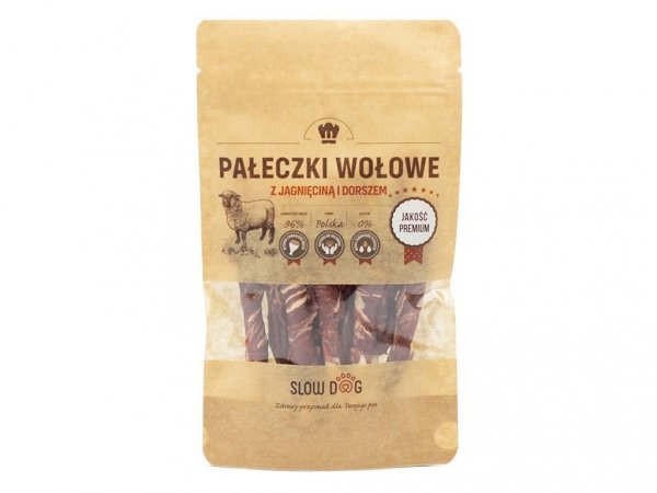 SLOW DOG Pałeczki wołowe z jagnięciną i dorszem 100g