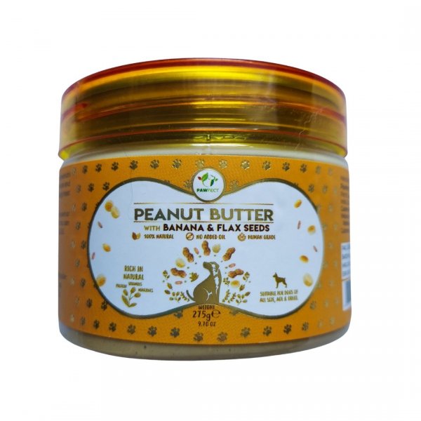 PAWFECT Peanut Butter BANANA &amp; FLAXSEEDS Masło orzechowe z bananem i siemieniem lnianym 275g