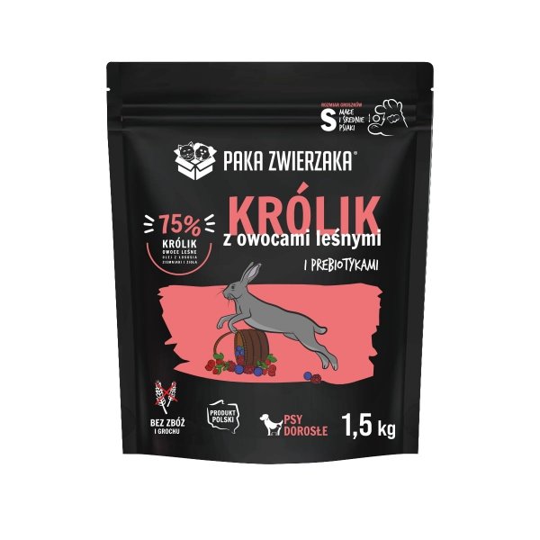 Paka Zwierzaka Karma sucha Królik z owocami leśnymi &quot;S&quot; 1,5kg