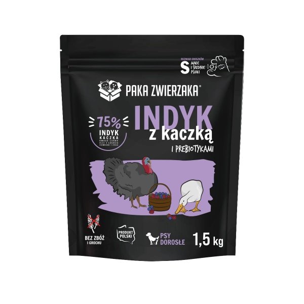 Paka Zwierzaka Karma sucha Indyk z kaczką &quot;S&quot; 1,5kg