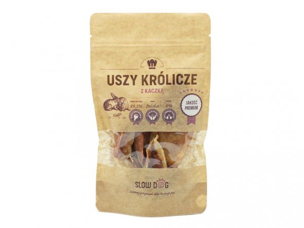 SLOW DOG Uszy królicze z kaczką 7 cm 100g