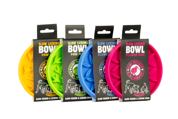 Kiwi Walker Slow Licking Bowl Flower Mini – miska spowalniająca jedzenie i lizanie dla psa i kota niebieska