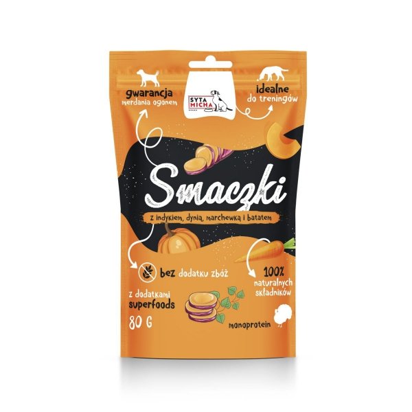 Syta Micha Smaczki z indykiem, dynią, marchewką i batatami 80g