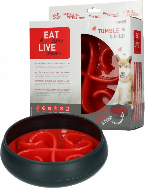 Z ekspozycji! Eat Slow Live Longer TUMBLE FEEDER miska spowalniająca czerwona