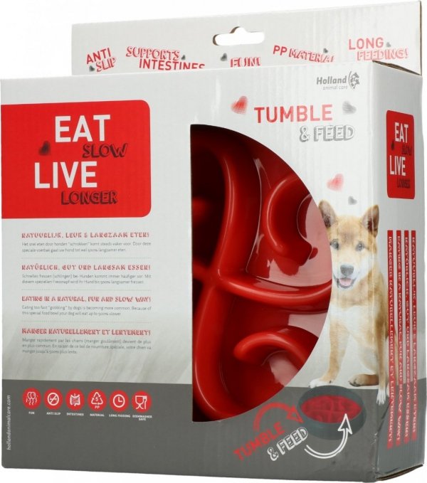 Eat Slow Live Longer TUMBLE FEEDER miska spowalniająca czerwona