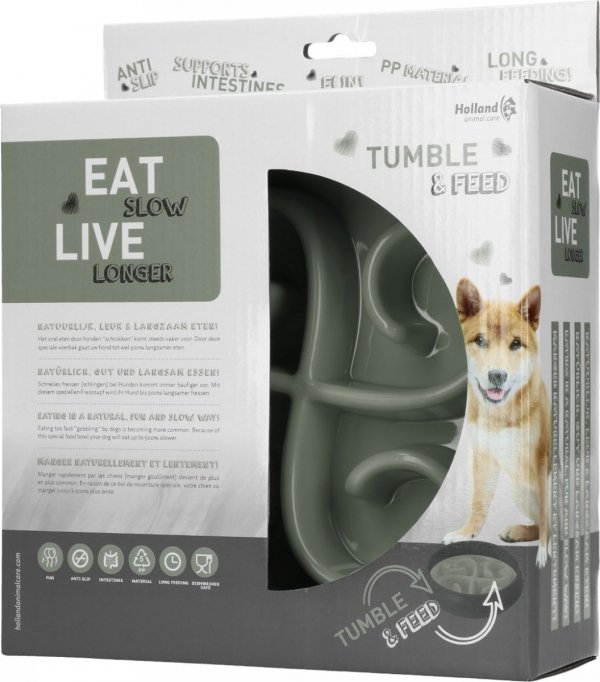 Z ekspozycji! Eat Slow Live Longer TUMBLE FEEDER miska spowalniająca szara dla psa i kota