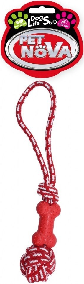 Pet Nova 2219 Kość na sznurze 40cm, czerwony
