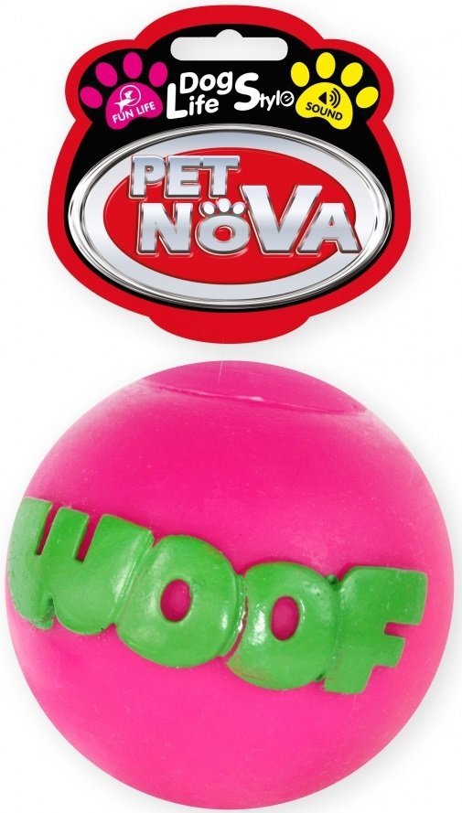 Pet Nova 1458 Piłka różowa z napisem WOOF 8cm