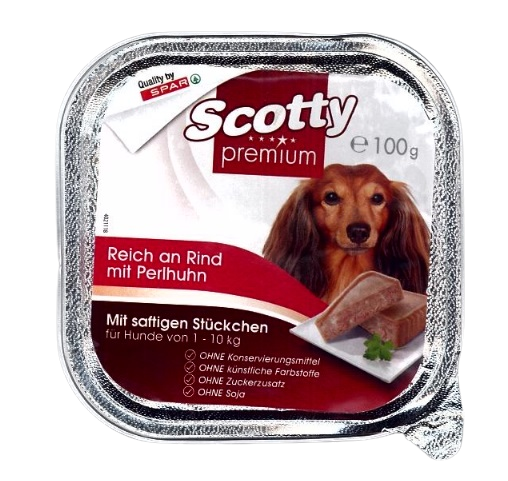 Scotty 1028 szalka 100g dla psa wołowina perliczka