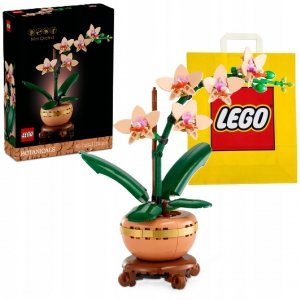 Zestaw Prezent LEGO ICONS 10343 MAŁA ORCHIDEA KWIAT DONICA Klocki + Torba 