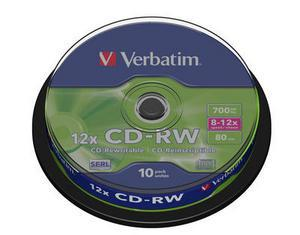 CD-RW VERBATIM 700 MB 12x Cake 10  szt.