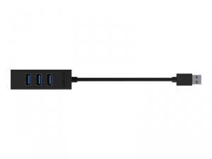 Hub IB-HUB1419-U3 USB 3.0 na 4-Port Type-A, Aluminium,      czarny, Kabel 15cm