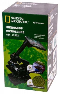 Mikroskop Bresser National Geographic o powiększeniu 40–1280 razy z uchwytem do smartfonu