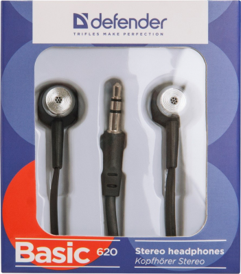 Słuchawki douszne DEFENDER Basic 620 Czarny (1.1m /3.5 mm wtyk/Czarny)
