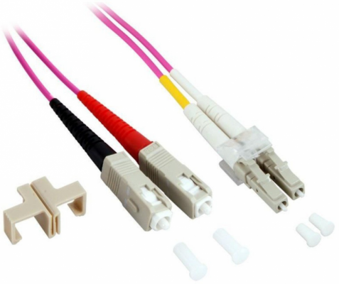 TECHLY Patchcord światłowodowy OM4 50/125 mm SC-LC Duplex 1 m ILWL D5-SCLC-010/OM4