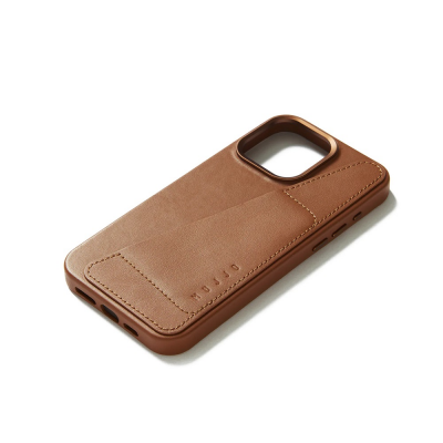 Mujjo Full Leather Wallet Case - etui skórzane do iPhone 15 Pro Max kompatybilne z MagSafe (tan)