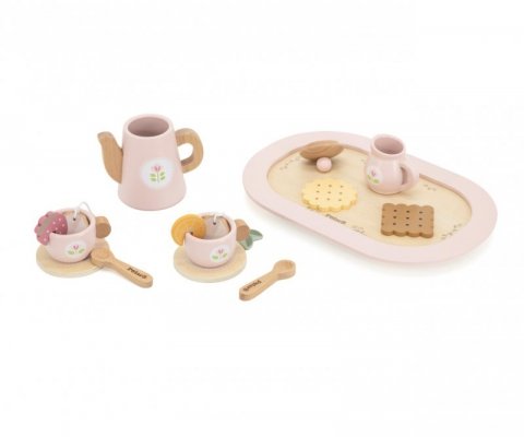 Viga 44267 PolarB Drewniany zestaw do kawy i herbaty - pink