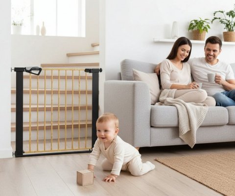 Milly Mally Bramka zabezpieczająca Barierka na schody Guardy 83 Black Natural