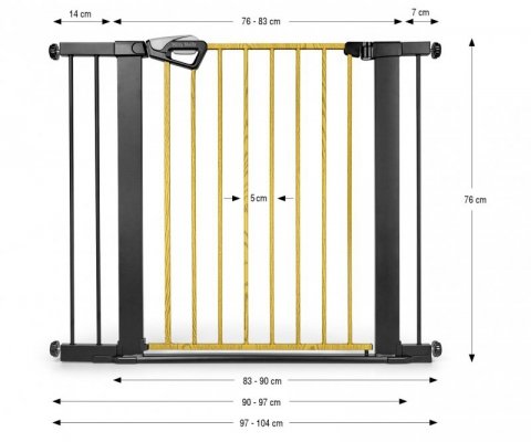 Milly Mally Bramka zabezpieczająca Barierka na schody z rozszerzeniami Guardy 104 Black Natural