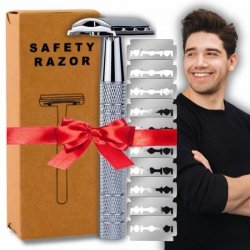 Maszynka do golenia na żyletki metalowa + 10 żyletek