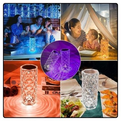 Lampka kryształowa led rgb nocna + pilot