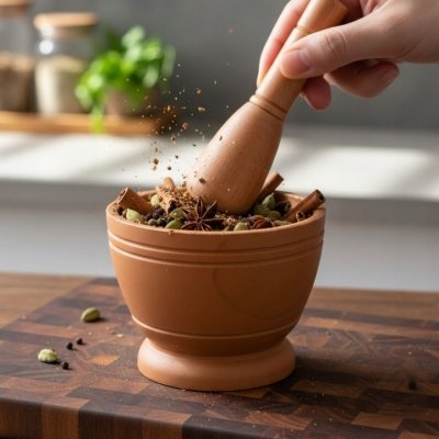 Moździerz kuchenny z tłuczkiem do rozdrabniania przypraw ziół