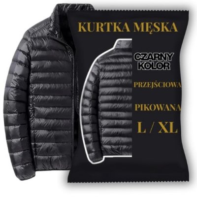 Męska kurtka przejściowa czarna pikowana L/XL bez kaptura