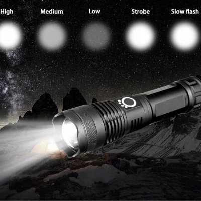 Latarka taktyczna akumulatorowa zoom 5 trybów