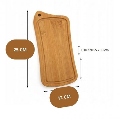 Deska do krojenia i serwowania bambusowa 25 cm x 12 cm naturalna