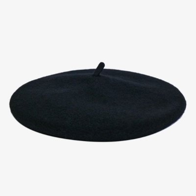 Beret czarny klasyczny miękki z antenką