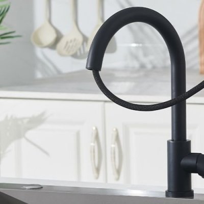 Bateria kuchenna czarna matowa z wyciąganą wylewką 360°