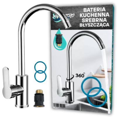 Bateria kuchenna srebrna błyszcząca – obrotowa 360°, perlator EKO