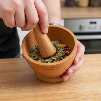 Moździerz kuchenny z tłuczkiem do rozdrabniania przypraw ziół