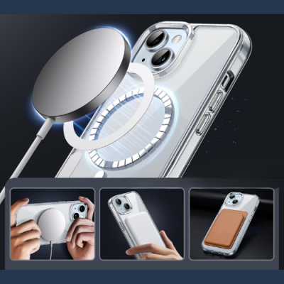 Etui ochronne 3w1 do iPhone 15 z uchwytem ring i szkłem 9H – zestaw Clear 360°