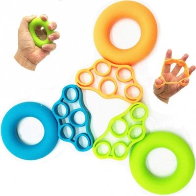 Zestaw do ćwiczeń palców dłoni kółka i gumy w woreczku