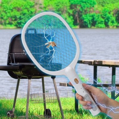 Elektryczna łapka na komary i muchy 2500V – packa USB rakieta na owady