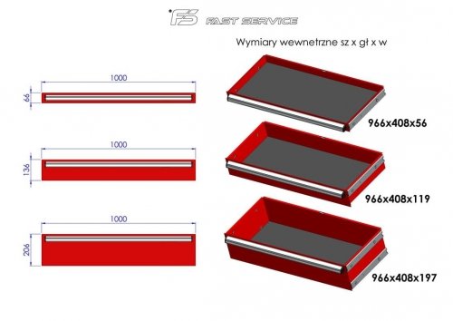 Wózek warsztatowy MEGA z 14 szufladami PM-216-17