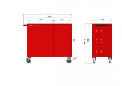 Wózek warsztatowy TRUCK z 7 szufladami i drzwiami PT-213-40