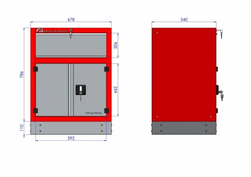 Szafka warsztatowa z 1 szufladą i drzwiami – T-32