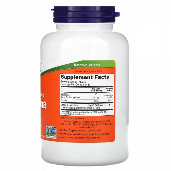 Now Foods Spirulina 500mg 500 tab. foto2