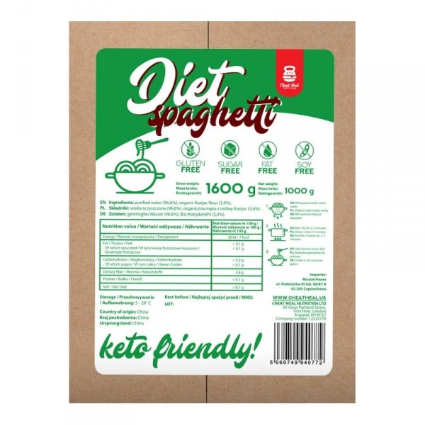 Makaron Konjac Spaghetti 1,6 kg/1kg netto Keto Bio Bezglutenowy Vege Cheat Meal