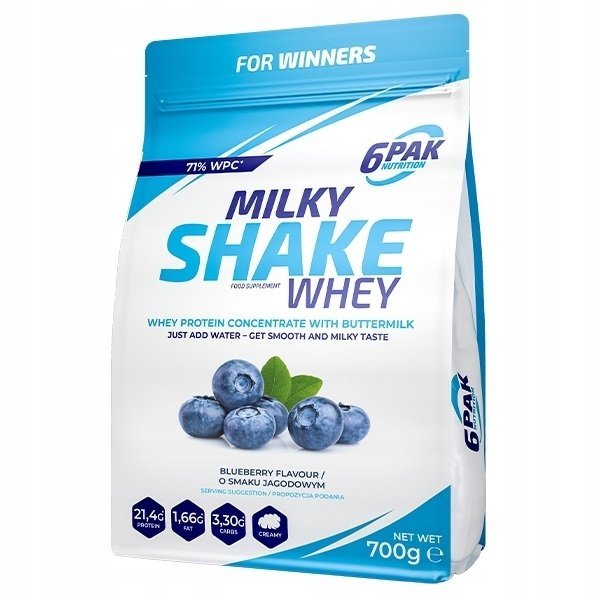 6PAK Milky Shake Whey 700g Jagoda
